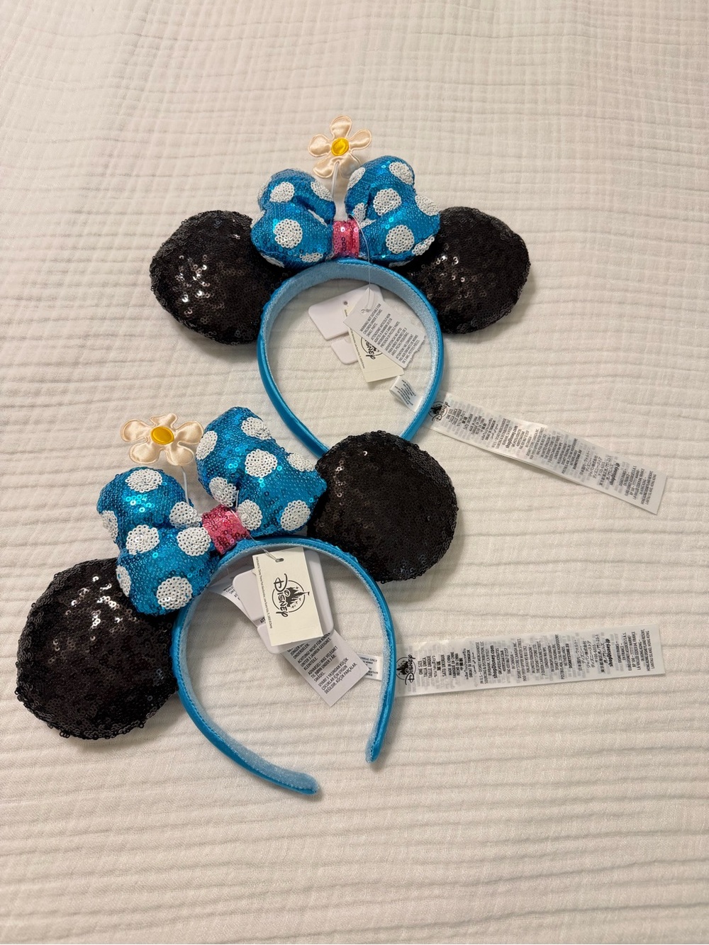 Disney Minnie Mouse Ears Sequin Flower Polka Dot Headband 2!